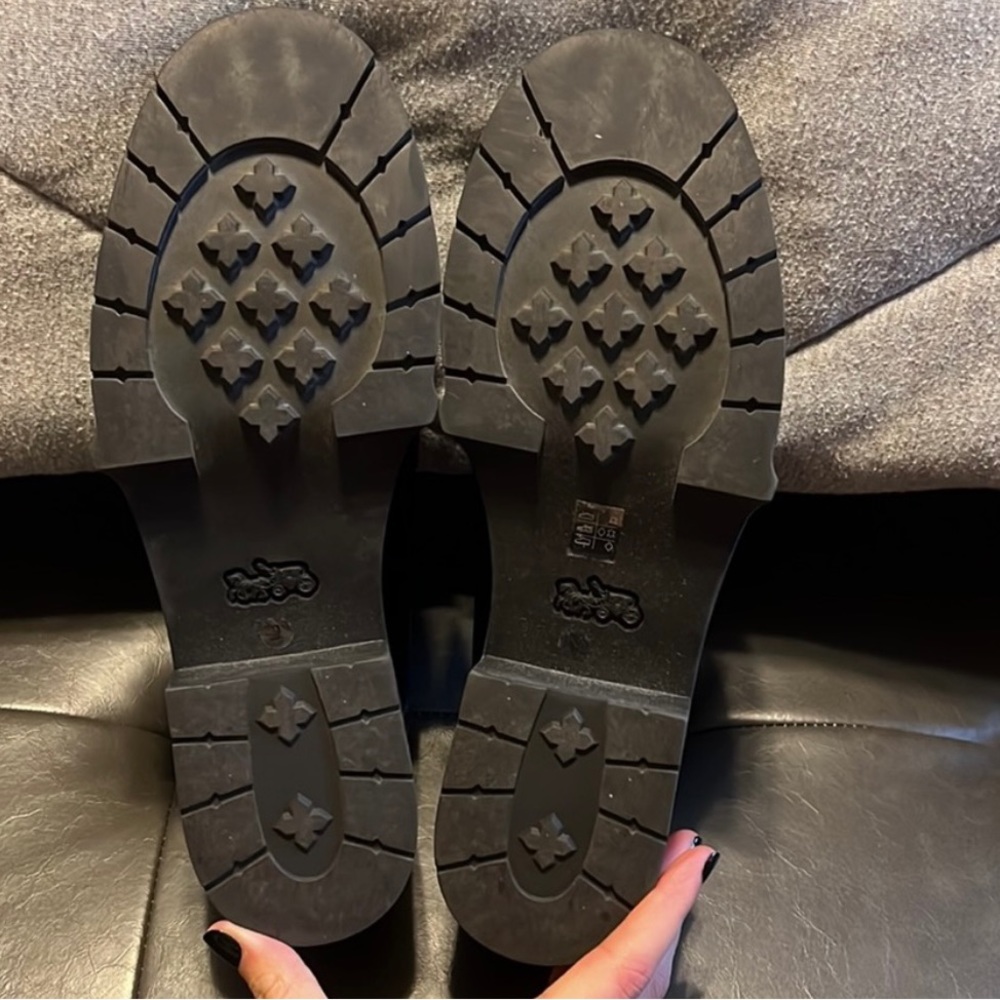 Coach Black Leather Platform Loafers - Picture 2 of 6